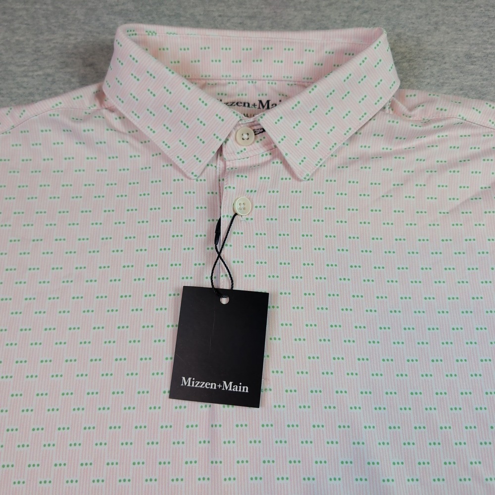 Mizzen+Main Versa SS Polo True Pink Triple Dot Classic Fit Shirt 1KS-1633 NEW